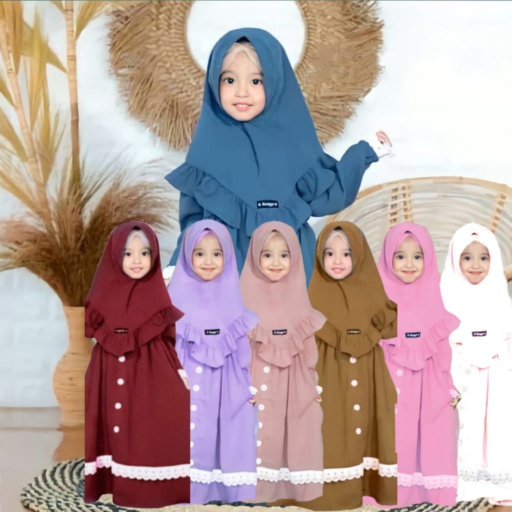 Setelan Baju Muslim Anak Perempuan Gamis Syari Anak Terbaru 1 - 8 Tahun