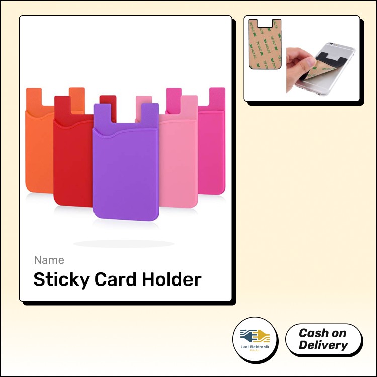 Sticky Card Holder / Dompet Kartu / Tempelan Hp / Perekat / Pocket Hp