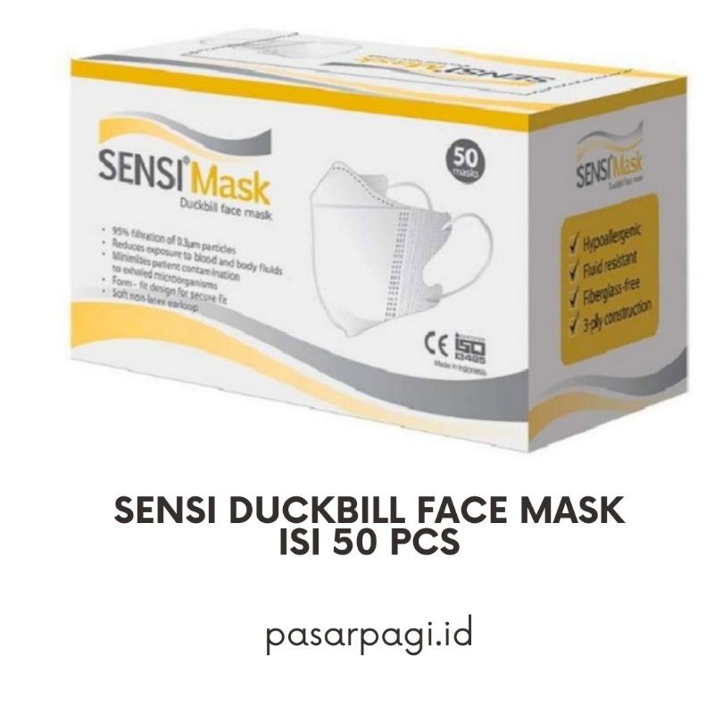 Masker Sensi Duckbill Face Mask Earloop Isi 50 Pcs Masker Sensi Dewasa Premium Sensi Original