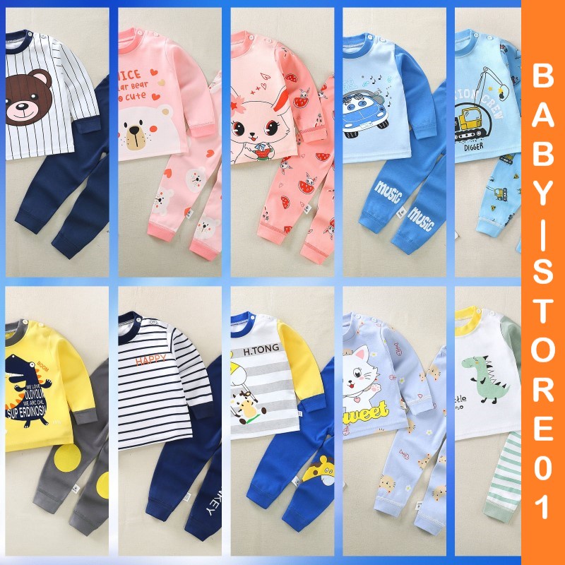 BABY STORE01 - BBB1 SETELAN ANAK 0-4 TAHUN SETELAN BAYI PANJANG PIYAMA BAYI BAJU PANJANG DAN CELANA PANJANG 1-10