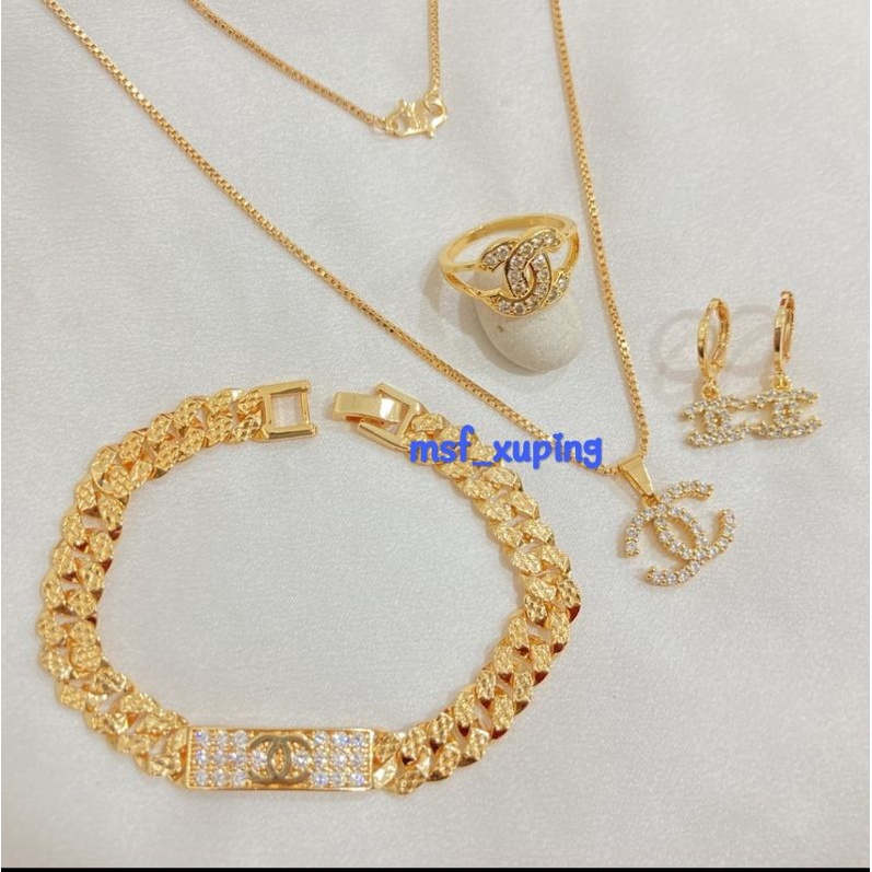 Set Perhiasan Wanita Lapis Emas Aksesoris Perhiasan 18K