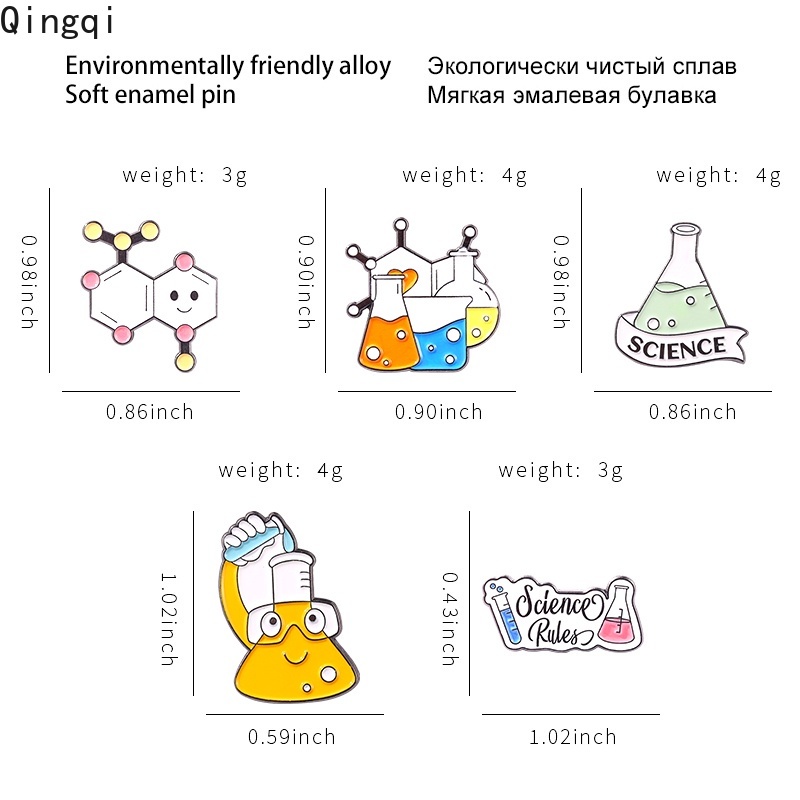 Bros Pin Enamel Bentuk Lab Kimia Element Struktur Molekul Untuk Aksesoris Pakaian