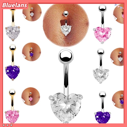 Bluelans Women Navel Belly Ring Rhinestone Button Bar Heart Star Body Piercing Jewelry