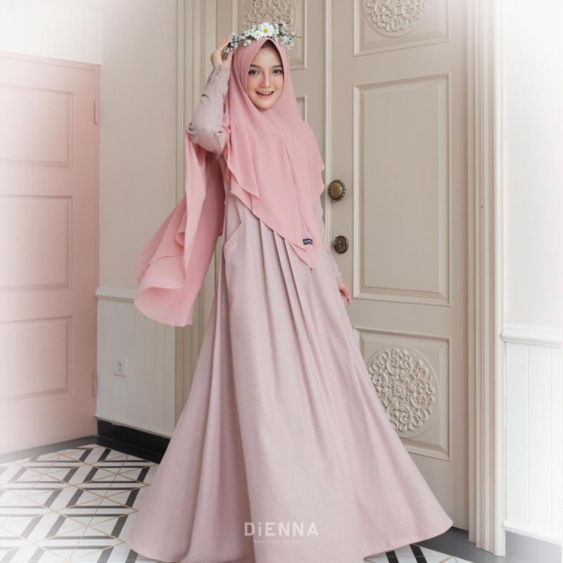 gamis premium original branded hilwa set hijab murah by Dienna