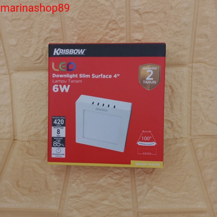krisbow lampu downlight persegi led 6 w_led lampu plafon 4 inch kuning