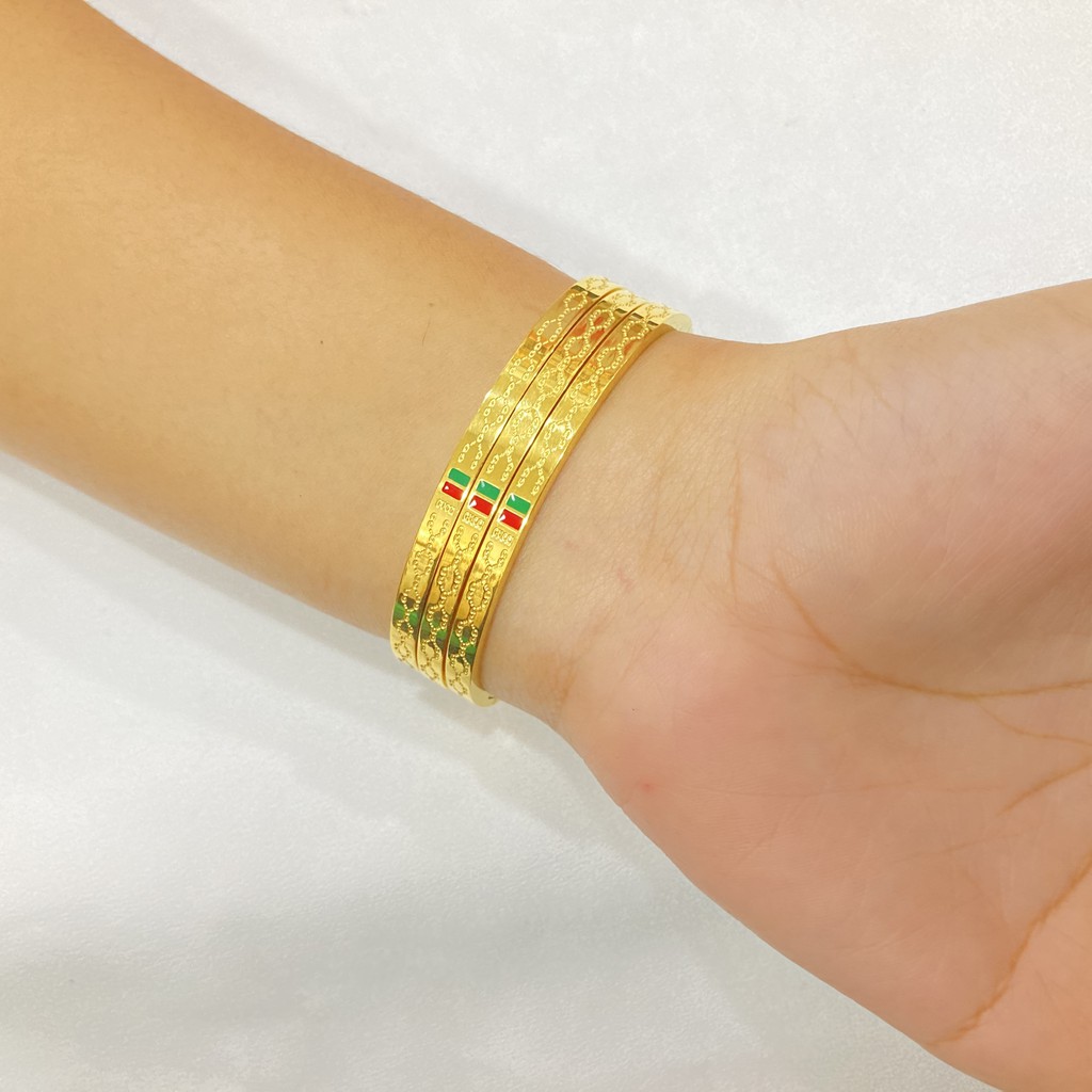 Gelang Titanium Set 3 Pcs Full Embos Anti Karat Aksesoris Perhiasan