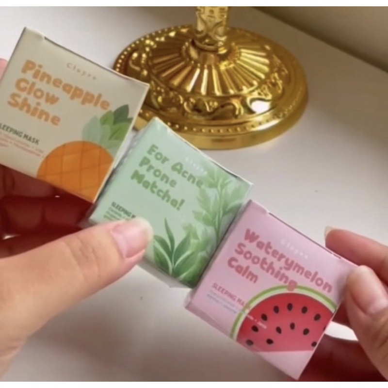 READY! SLEEPING MASK BY CLAYRS 10GRAM WATERMELON/MATCHA/PINEAPPLE SLEEPING MASK JELLY MASK BY CLARYS.ID MASKER WAJAH READY TO USE