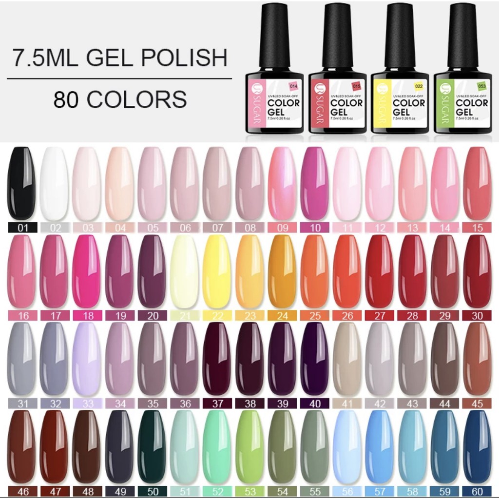 UR Sugar Nail Polish Gel 80 Warna UV&amp;LED SOAK-OFF