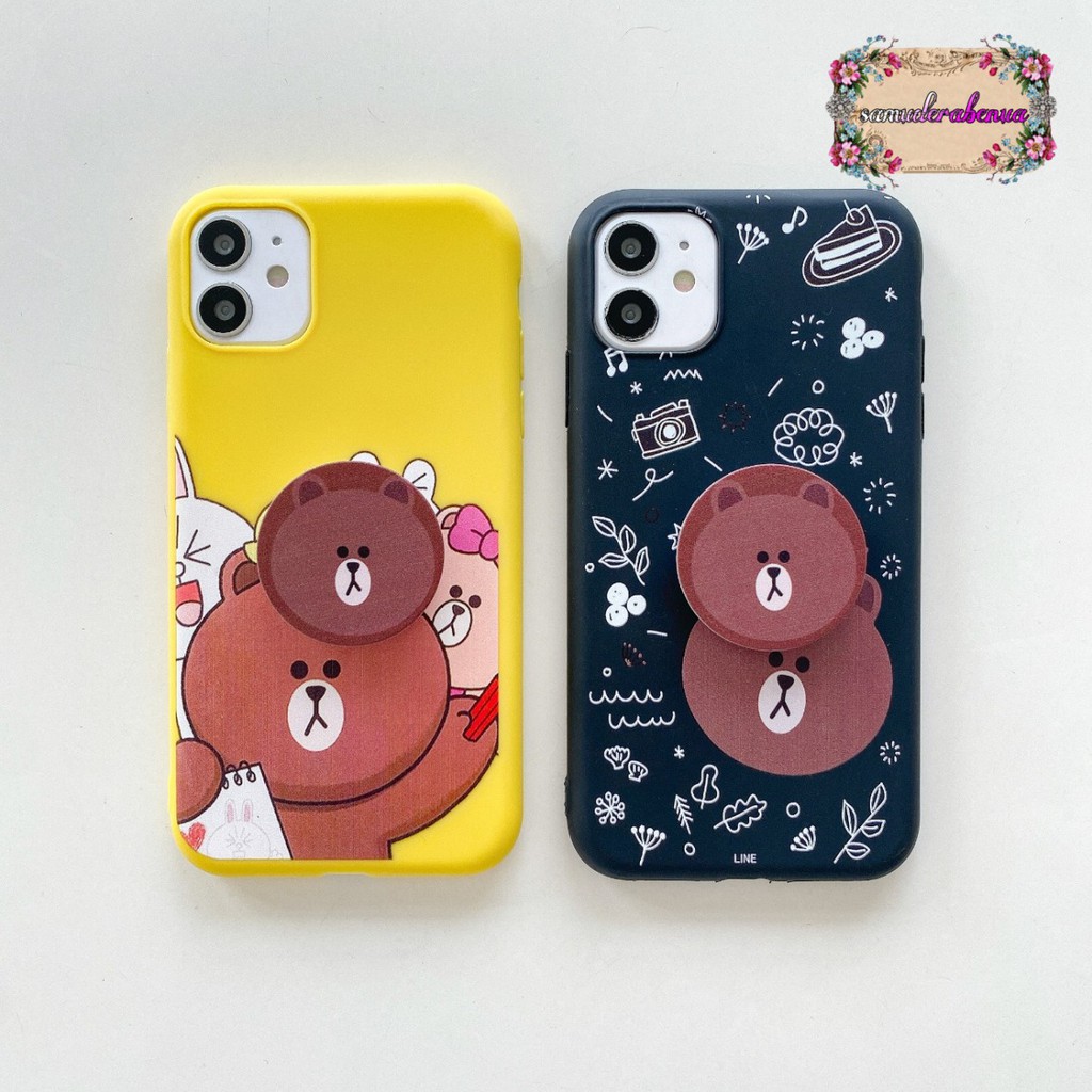 SS261 Softcase Popsocket BEAR Oppo F1s A59 A3s A5s A7 A11k A12 A5 A9 2020 A31 A8 SB1588