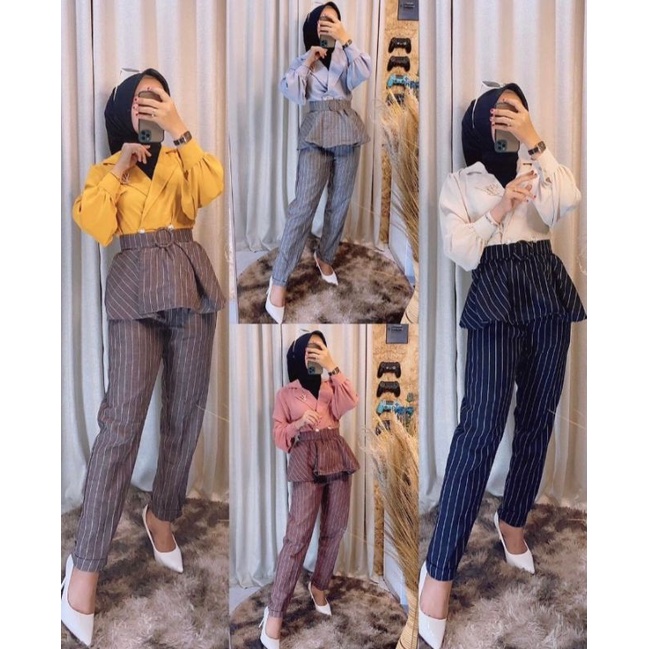 Setcel peplum crinkle mix linen12