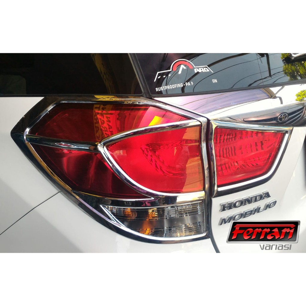 GARNISH LAMPU BELAKANG MOBIL HONDA MOBILIO CHROME FERRARI VARIASI