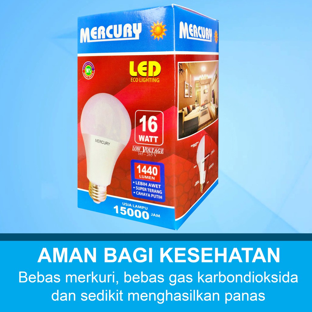 MERCURY LIGHTNING 16W Bohlam LED A Bulb Lampu LED 16 Watt 16 W GARANSI 3 THN ORIGINAL