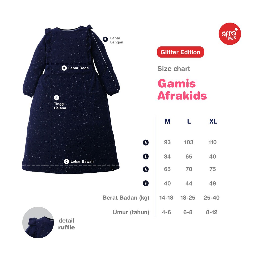 Gamis Anak AFRAKIDS GA007 - Navy Gliter