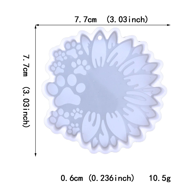 Siy Cetakan Resin Bentuk Telapak Kaki Anjingbunga Matahari Bahan Silikon Untuk Gantungan Kunciperhiasan