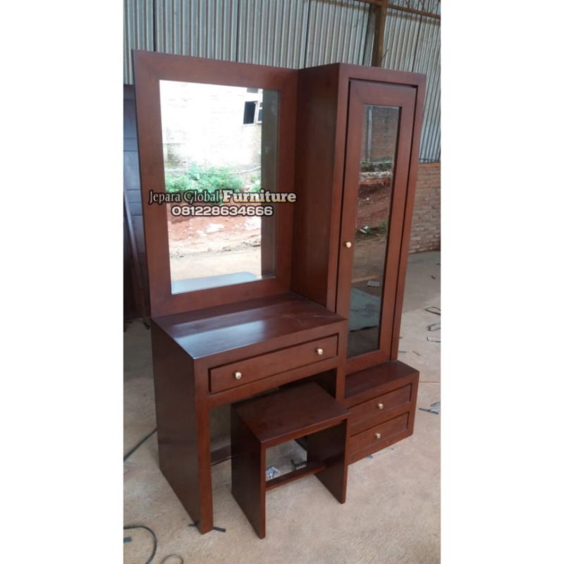 meja rias minimalis jati cabinet kaca ( meja rias retro jati,meja jati murah,lemari hias jati )