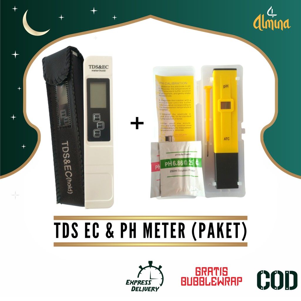 PH Meter dan TDS EC (PAKET) TDS Meter dan PH Meter PH Tester PH Meter Digital TDS EC Almina