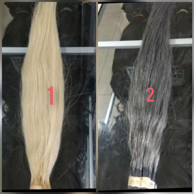 Rambut Sambung Asli Warna tebal ukurn 65cm isi 100