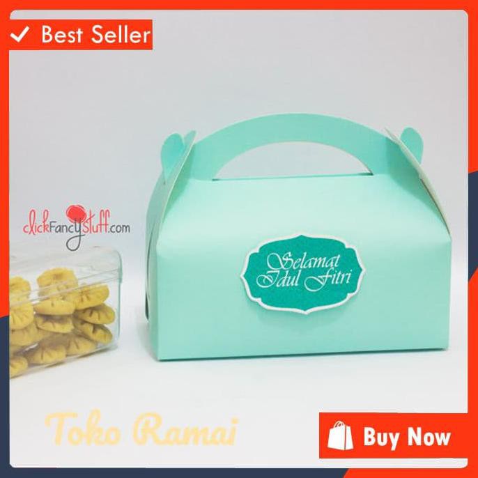 

Ready Oke Tosca Gable Box / Kotak /Goodie Bag Kue Lebaran / Hampers / Biru