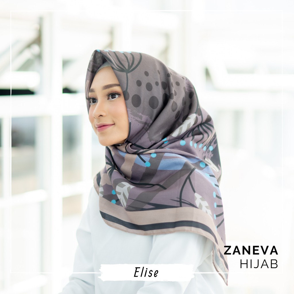 Hijab Voal Printing / Hijab Segiempat Murah / Hijab Motif  Elise By Zaneva