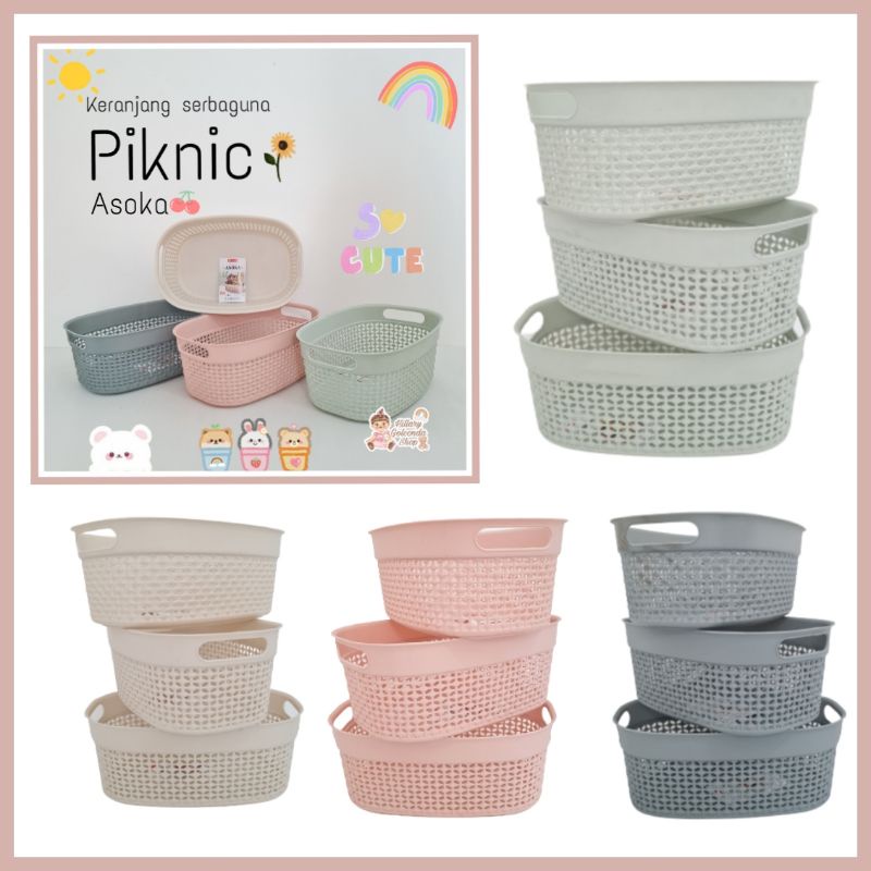 Keranjang Asoka PICNIC  (1set isi3pc)