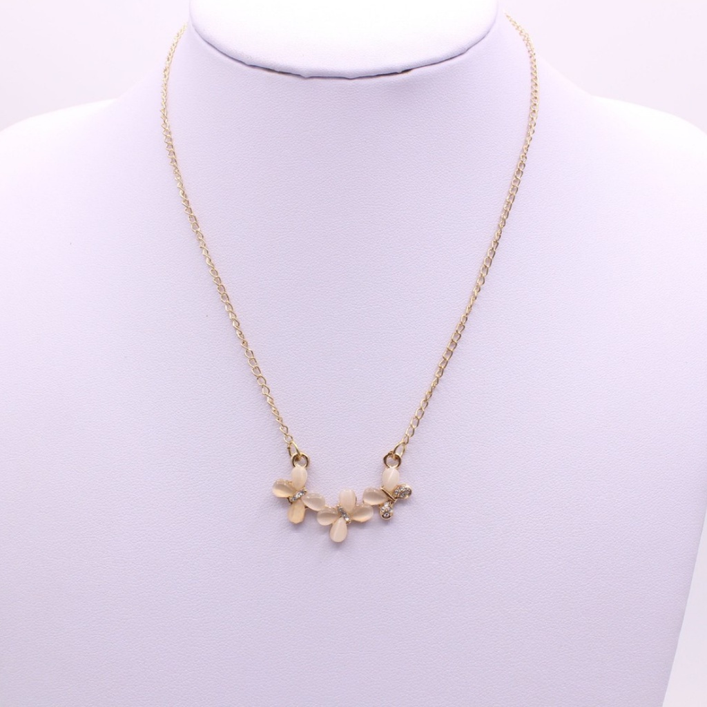 ✿AYN✿ Kalung Liontin Kupu-Kupu Ganda FA126 Korean Fashion / Kalung Tiga Kupu-Kupu Wanita ootd
