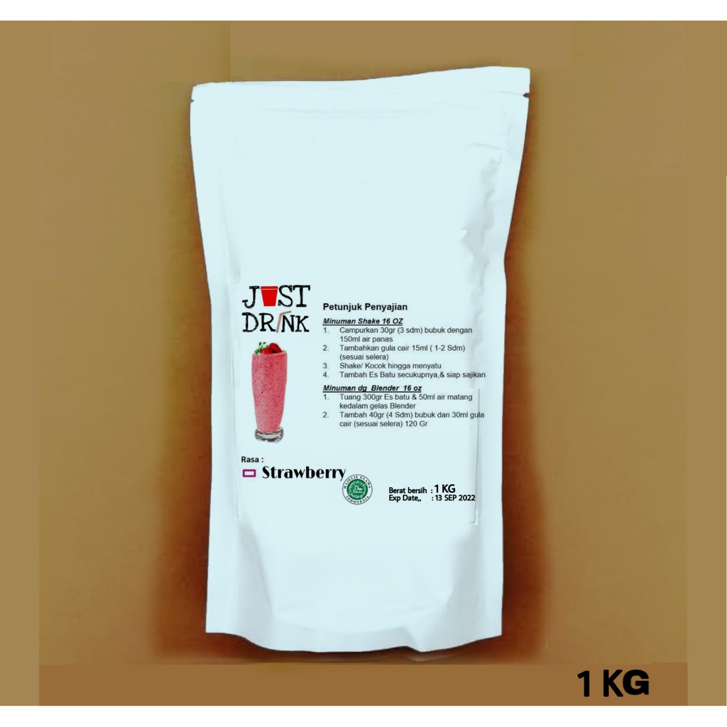 

JUST DRINK STRAWBERRY Bubuk Minuman KUALITAS PREMIUM Ice Blend Milk Shake STRAWBERRY 1 KG