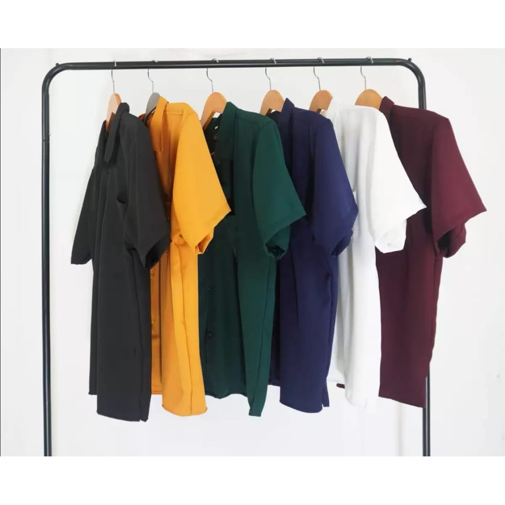 KEMEJA POLOS PRIA LENGAN PENDEK / KEMEJA OVERSIZE EARTH TONE - FASHION PRIA