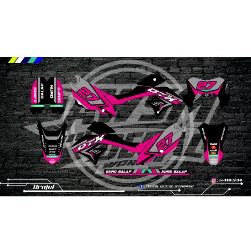 decal dtracker new warna pink hitam bisa custom