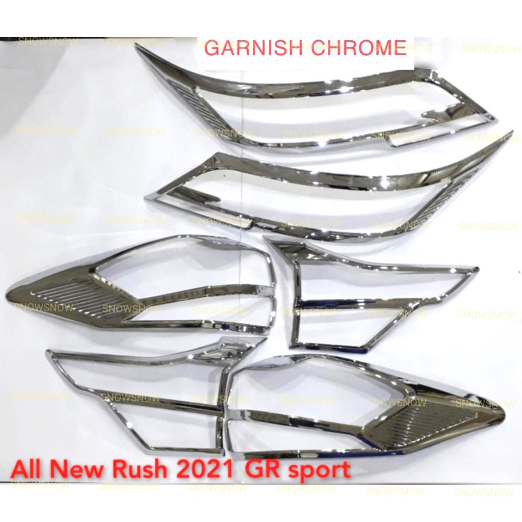 Paket Garnish Lampu Depan Belakang All New Rush Terios 2018 2020 2022 Up GR SPORT Hitam Chrome Carbon