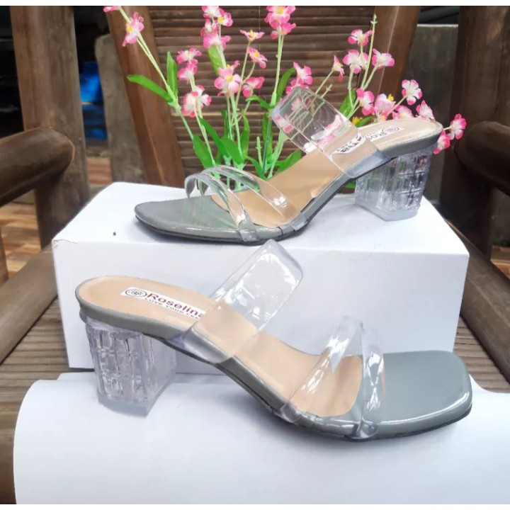 Sandal Heels Hak Tahu Kaca Heels wanita trendy 2021/sepatu wanita terbaru/hak kaca/sandal wanita