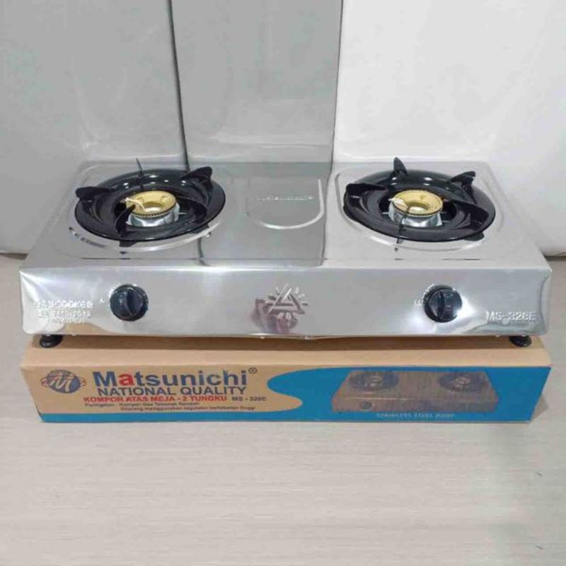 Kompor 2 Tungku Stainless Steel Gas LPG Matsunichi MS-328E