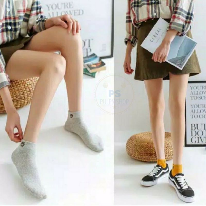 Kaos Kaki Fashion Wanita Pria  Motif Semata Kaoskaki Ankle Socks BERUANG BUNGA BEAR DAISY FLOWER PS-1