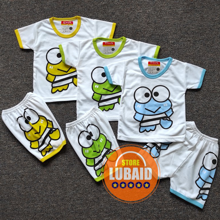 [SPY-DN03] LUBAID STORE, [TERMURAH, ORI] Setelan Baju Bayi 3-18 Bulan D’NOORFA, DNOORFA Kaos Pendek-1