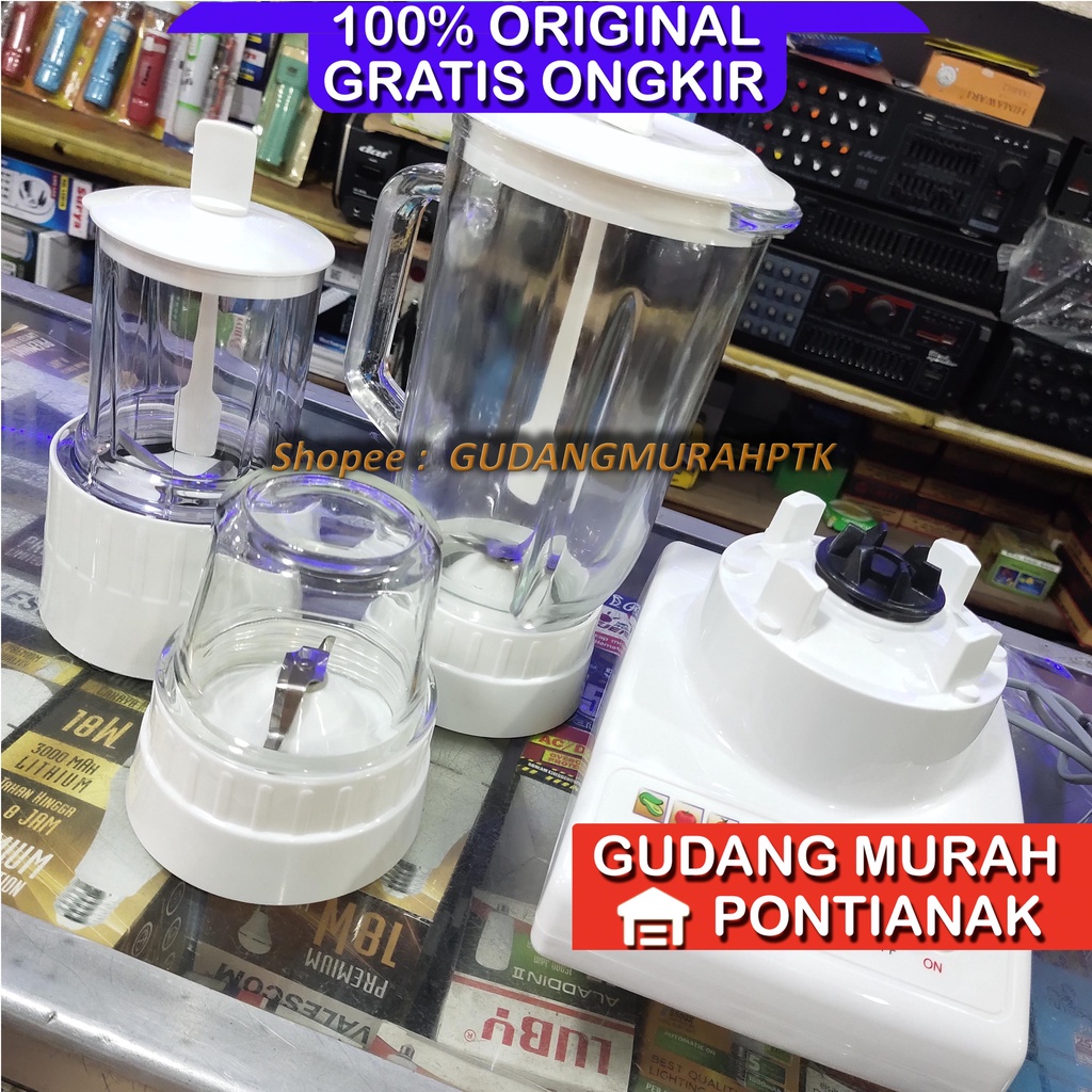 Blender Miyako 3in1 kaca BL 102 GS BL102GS 3in1 glass juice pelumat bumbu kering basah campuran