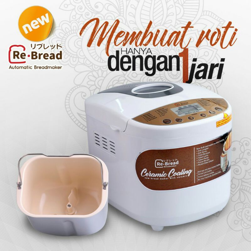 RB BREAD MAKER CERAMIC ALAT PEMBUAT ROTI OTOMATIS MIXER PEMANGGANG