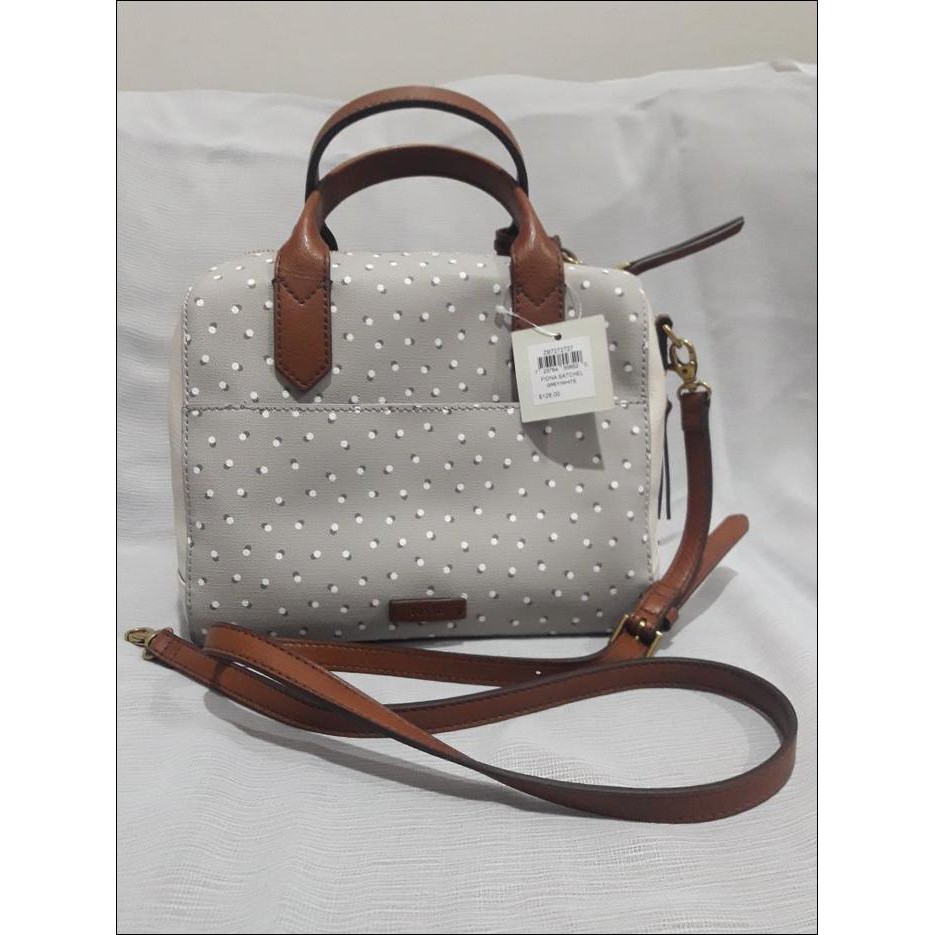BARU - TAS FOSSIL FIONA SATCHEL GREY WHITE --- TAS WANITA  MURAH