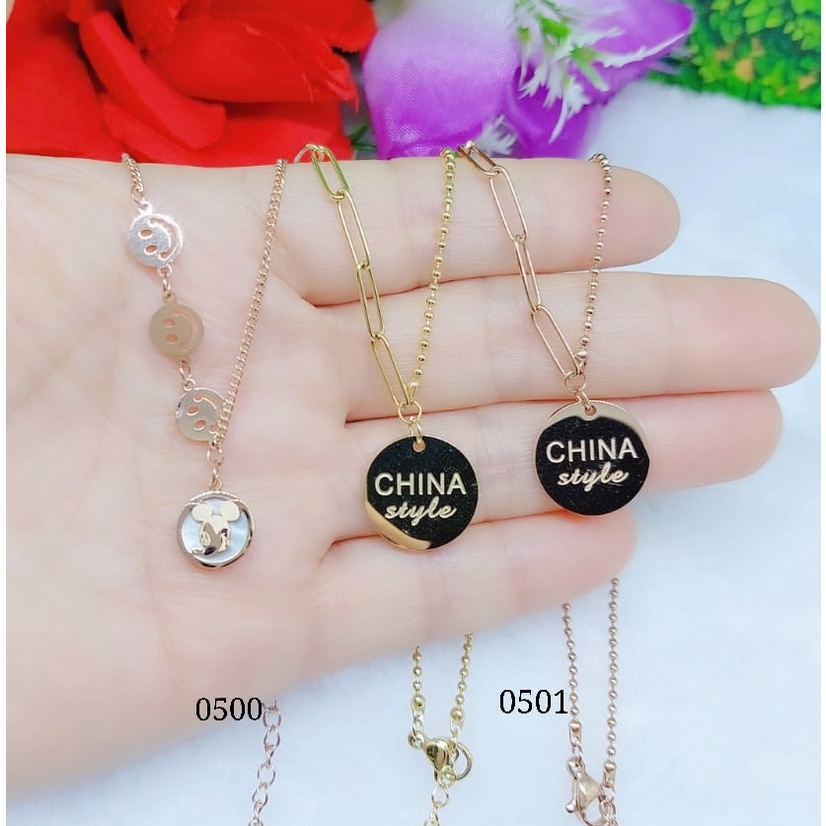 Kalung titanium perhiasan fashion 0500-0502