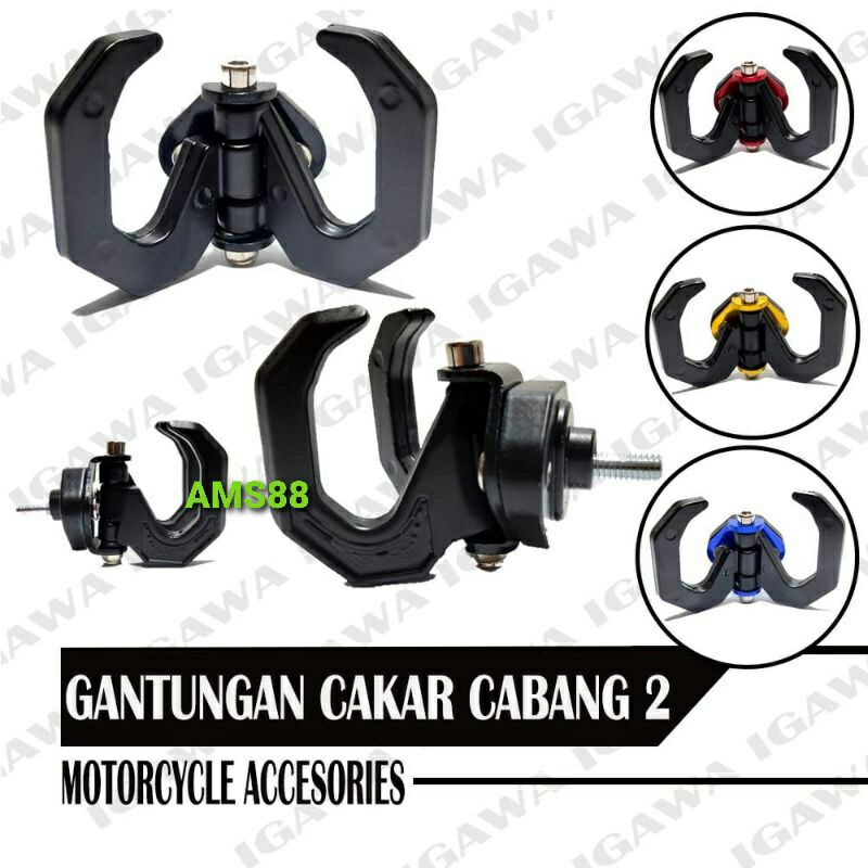 Gantungan Barang Motor Variasi Model 2 Cabang CNC Universal Motor Nmax Aerox Vario Beat Mio Scoopy