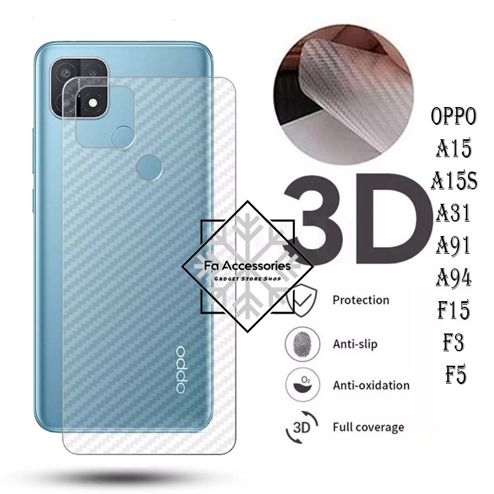 FA Skin Carbon Oppo A15 A15S A16 A31 A37 A91 A94 F15 F3 F5 s Skin Carbon antigores belakang