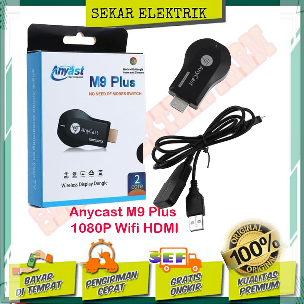 PAKET LENGKAP ANYCAST Dari HP Ke TV Tabung/LED/MONITOR HDMI DONGGLE TO RCA3 Koneksi Lebih Mudah