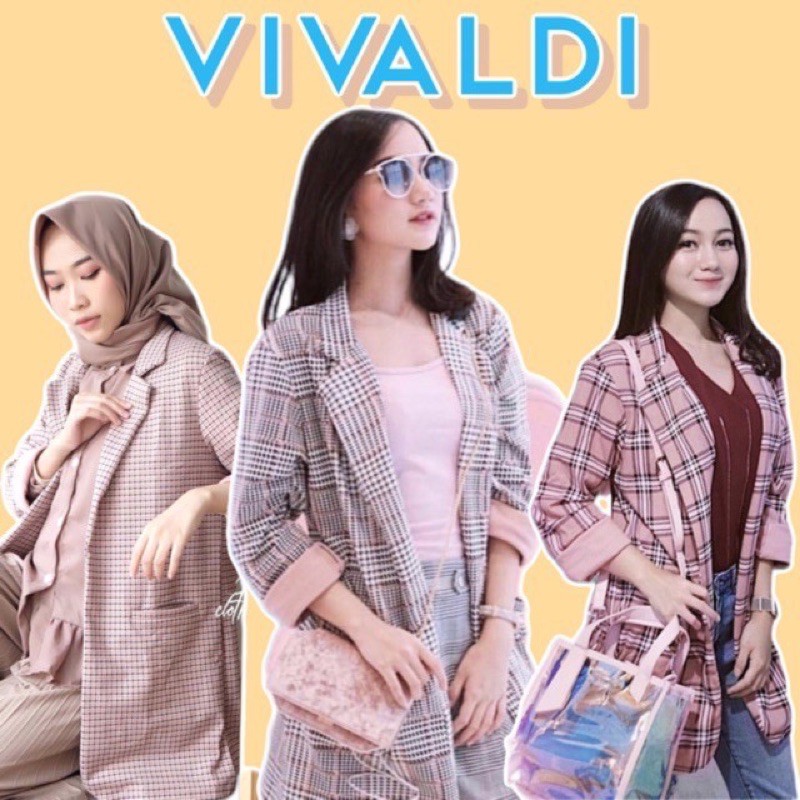 BLAZER VIVALDI outer ready stock original blazer zara tartan