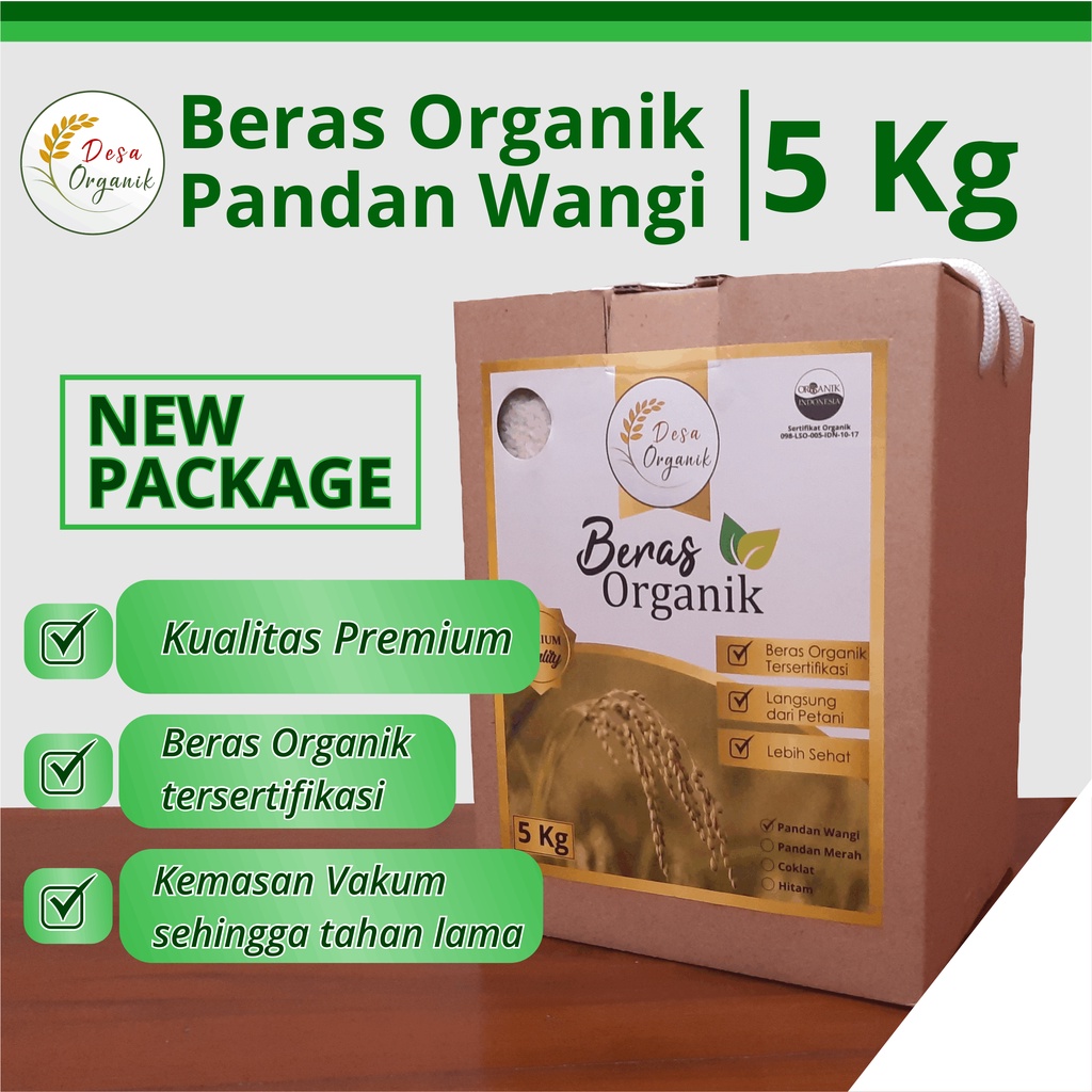 

[PREMIUM] Beras Putih Organik Pandan Wangi 5KG / Organic Rice / Beras Organik - Desa Organik