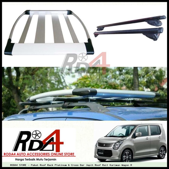 Paket Roof Rack Platinum & Cross Bar Jepit Roof Rail Karimun Wagon R