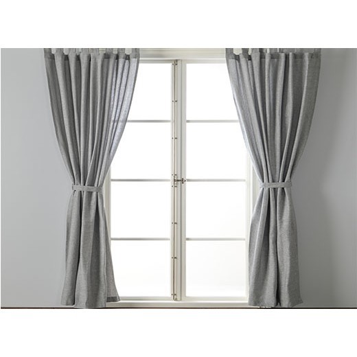 LENDA Gorden dengan pengikat, 1 pasang, abu-abu