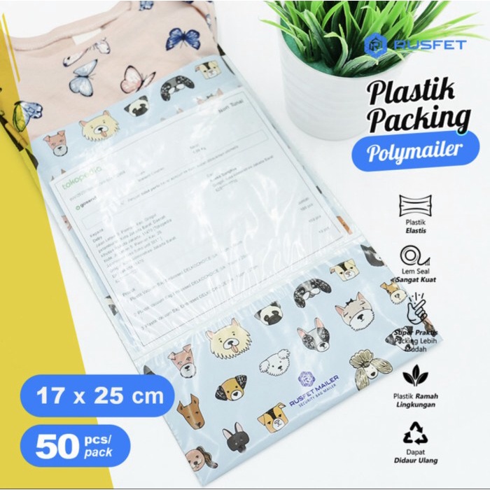 

Amplop plastik polymailer doggy friends 17 x 25 cm