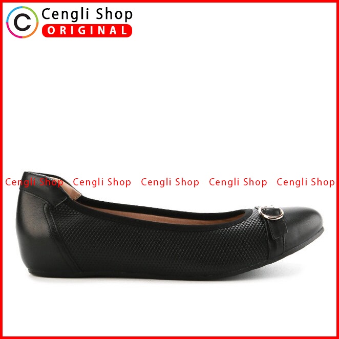 SEPATU FLAT KULIT OBERMAIN WANITA ORIGINAL ASLI TERBARU HITAM OW03