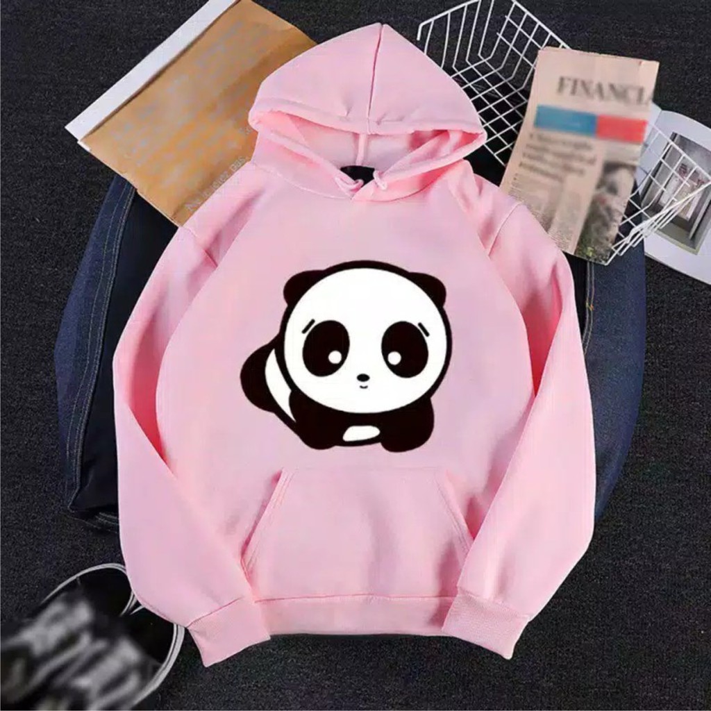 FenishaStore Sweater Hoodie Wanita Kekinian Kantong Depan PANDA BLOK Bisa Bayar Ditempat COD