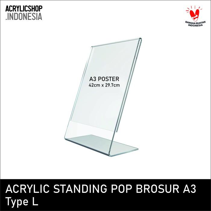 

Akrilik Tempat Brosur A3/Acrylic Tent Card Holder Stand 2Sisi A3 Typel