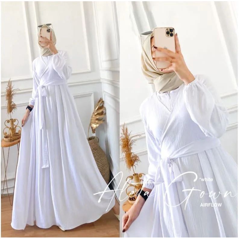 (DBY) GAMIS ALETA ATASAN WANITA LONG DRESS CRINCLE AIRFLOW