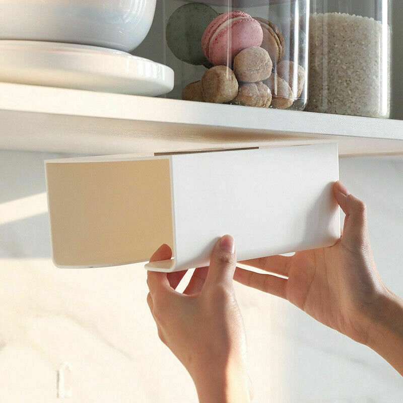 Portable Self-adhesive Wall-mounted Tissue Case / Baby Wipes Paper Storage Box / Hanging Organizer Tissue Box